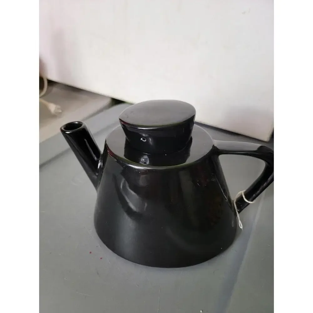 Vintage IKEA Black Varme Teapot 15199 Ceramic Modernist Swedish Design 1990s